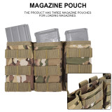 SINAIRSOFT Tactical Molle Triple Magazine Pouch Open Top 5.56 7.62 Rifle Mag Holder Airsoft
