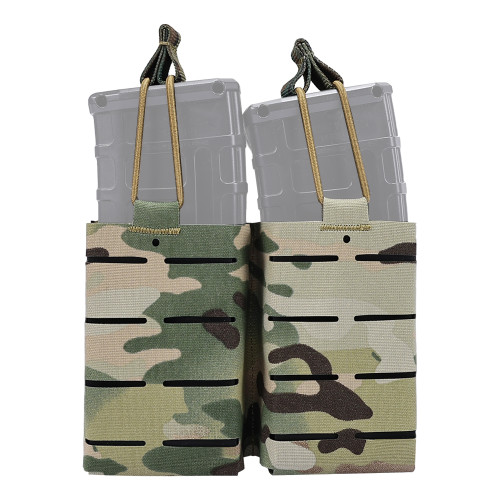 SINAIRSOFT Tactical Rifle Double 5.56 Magazine Pouch MOLLE Mag Cartridge Laser Cut Holder