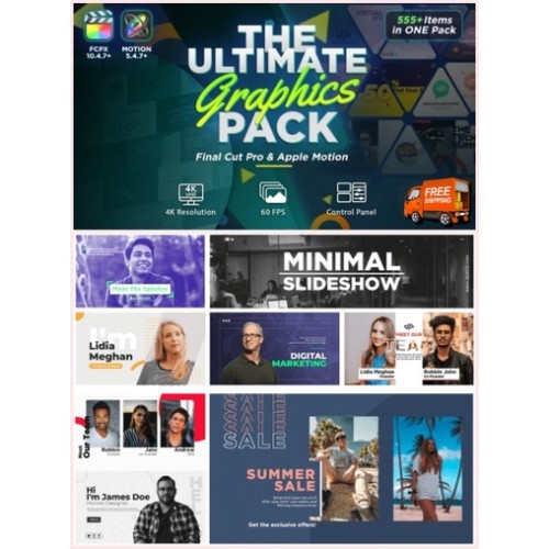 [⭐️⭐️⭐️⭐️⭐️] The Ultimate Graphics Pack + Tutorial 🔥 Final Cut Pro X FCPX FCP M1 plugin/effect/bundle/titles/transitions