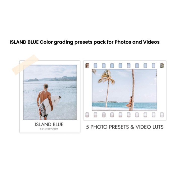 [⭐️⭐️⭐️⭐️⭐️] Island Blue Premium Presets & LUTs 🔥 Preset/Lut For Desktop & Mobile Lightroom/VN/PR/AE/PS/FCPX/Davinci