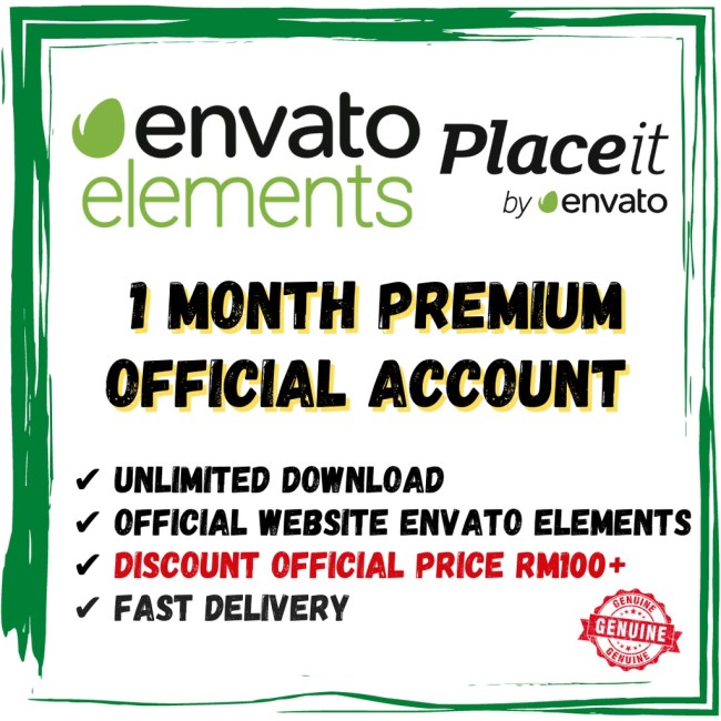 Envato Elements Premium Placeit Premium Official Account (1 Month Genuine)