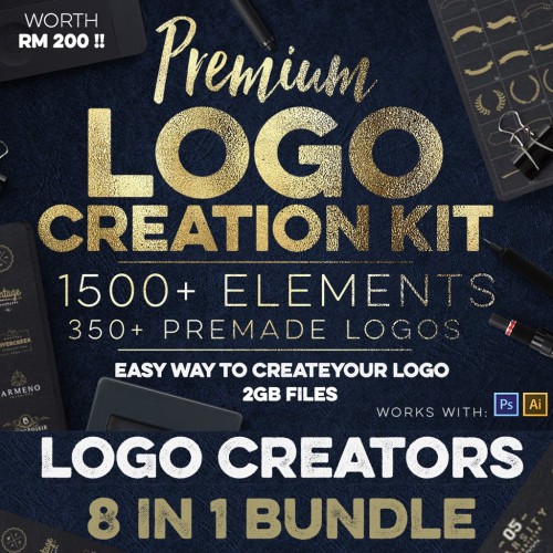 Premium Logo Template Creator Kits Bundle Mega Collection Free Updates - PSD and AI editable