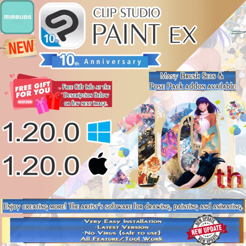 Clip Studio Paint EX 1.20.0 Window & Mac [Latest Version 25/5/2022]|Many more variety of Brush Set |Full Version