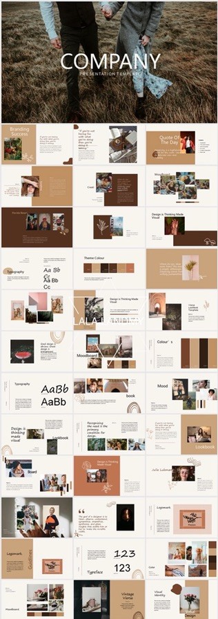 59 sets Powerpoint Presentation Template PPT Nordic/Morandi style for fashion/blogger/beauty