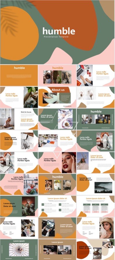 59 sets Powerpoint Presentation Template PPT Nordic/Morandi style for fashion/blogger/beauty