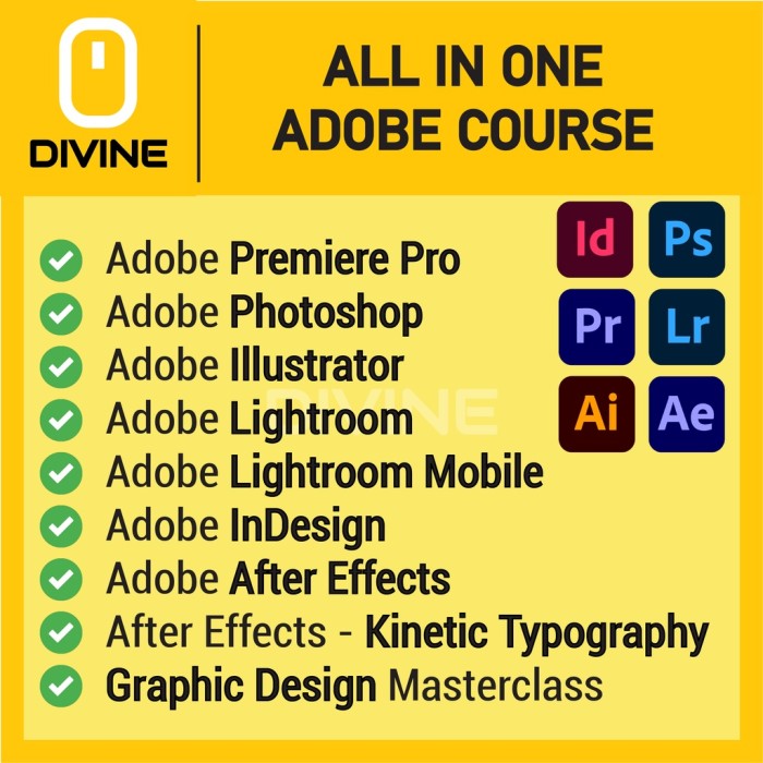 [Adobe Course Bundle] Learn Adobe Photoshop, Lightroom, Premiere Pro, Illustrator, InDesign, After Effect,Graphic Design，Kinetic Typography