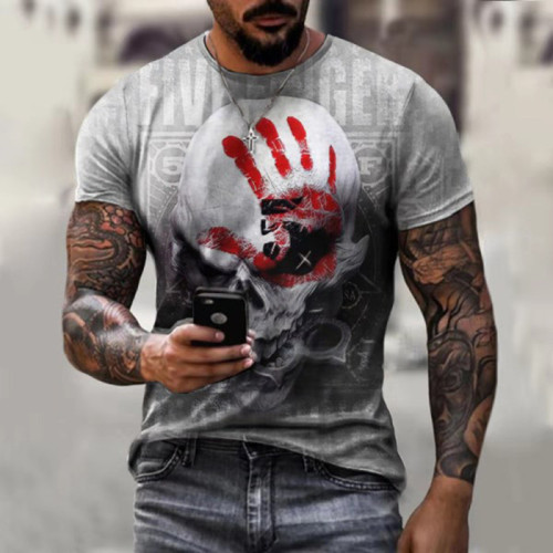 European and American 3D printed Hell Skull T-shirt