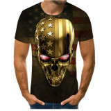 Skull 3D Digital Printing Round Neck Short Sleeve Men's T-shirt