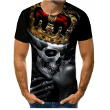 Skull 3D Digital Printing Round Neck Short Sleeve Men's T-shirt