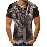 Skull 3D Digital Printing Round Neck Short Sleeve Men's T-shirt