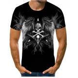 Skull 3D Digital Printing Round Neck Short Sleeve Men's T-shirt