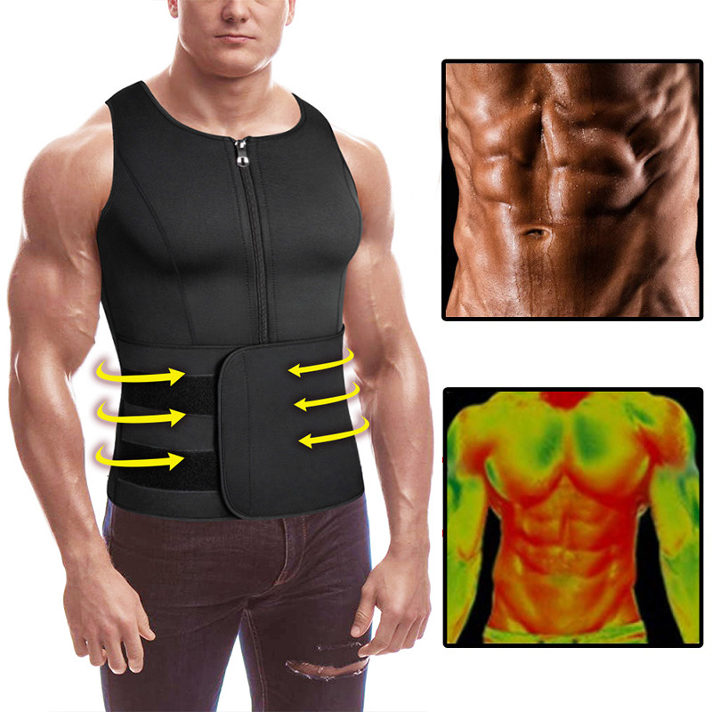 Wholesale Neoprene Men's Shapers Sweat Vest Waist Trainer Zipper for Sauna Suit