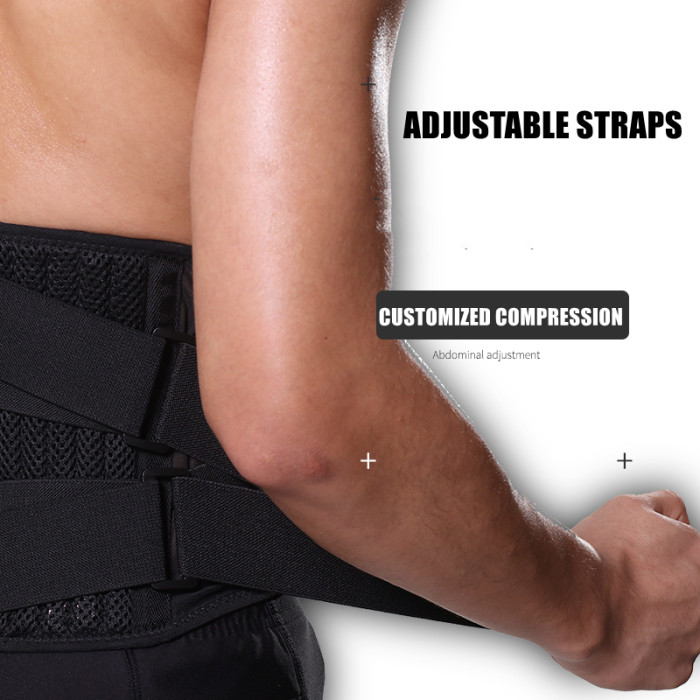Men Compression Lumbar Back Belt Waist Trainer with 10 Springs Support Brace Slimming