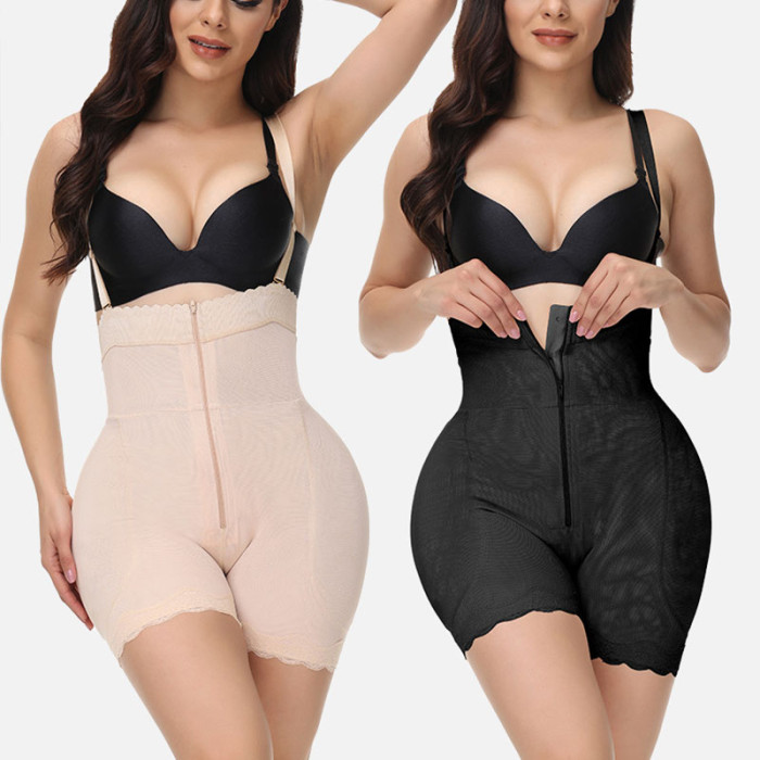 Breathable Butt Lifter Hip Padding Shorts Colombian Belly Slimming Zipper