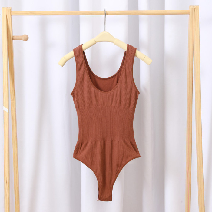 Slimming Tank Top Bodysuit Stretch Abdomen Control Thong Jumpsuit