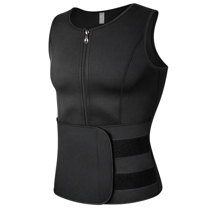 Wholesale Neoprene Men's Shapers Sweat Vest Waist Trainer Zipper for Sauna Suit