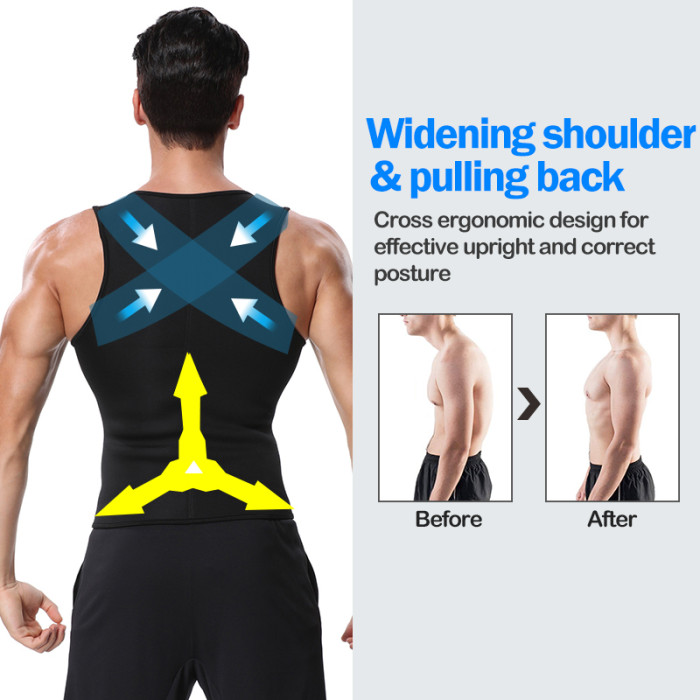 Wholesale Neoprene Men's Shapers Sweat Vest Waist Trainer Zipper for Sauna Suit