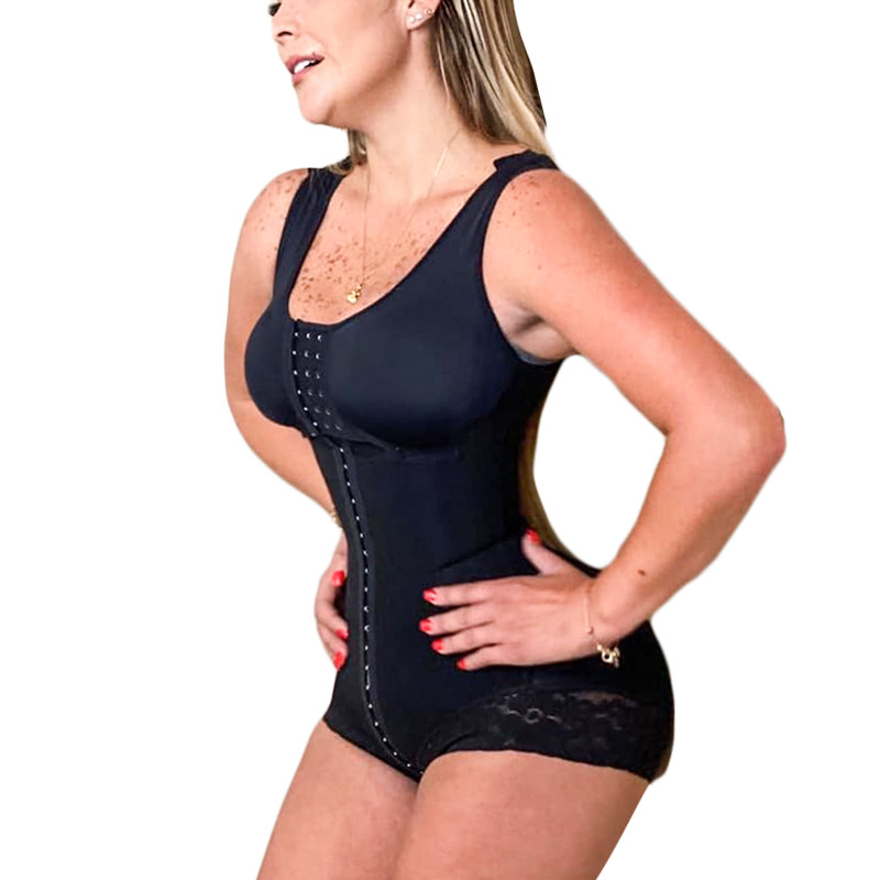 Black Adjustable Breast Support Tummy Control Shapewear Bodysuit