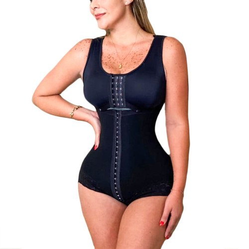 Black Adjustable Breast Support Tummy Control Shapewear Bodysuit