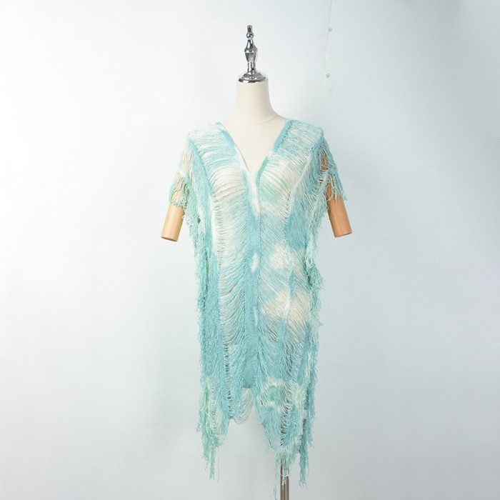 Wholesale Fringe Beach Swimsuit Cover-Up Tie-Dye 2022