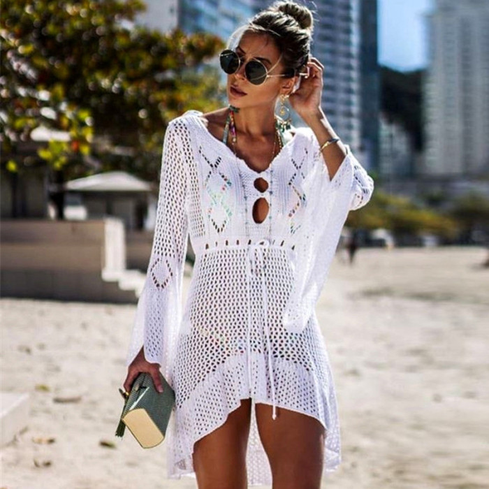 Wholesale Crochet Beach Cover Up Long Sleeve 2022