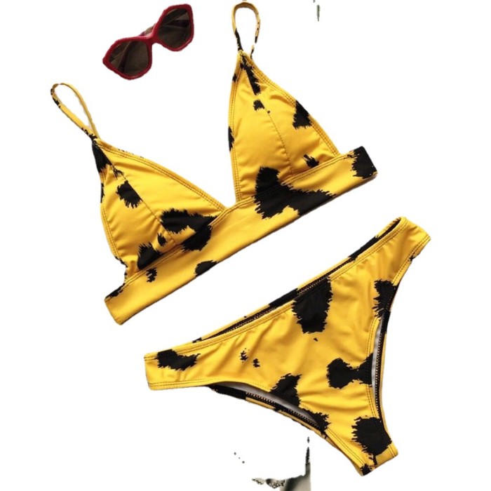 Wholesale Leopard Print Bikini Set String Triangle Bottom 2022
