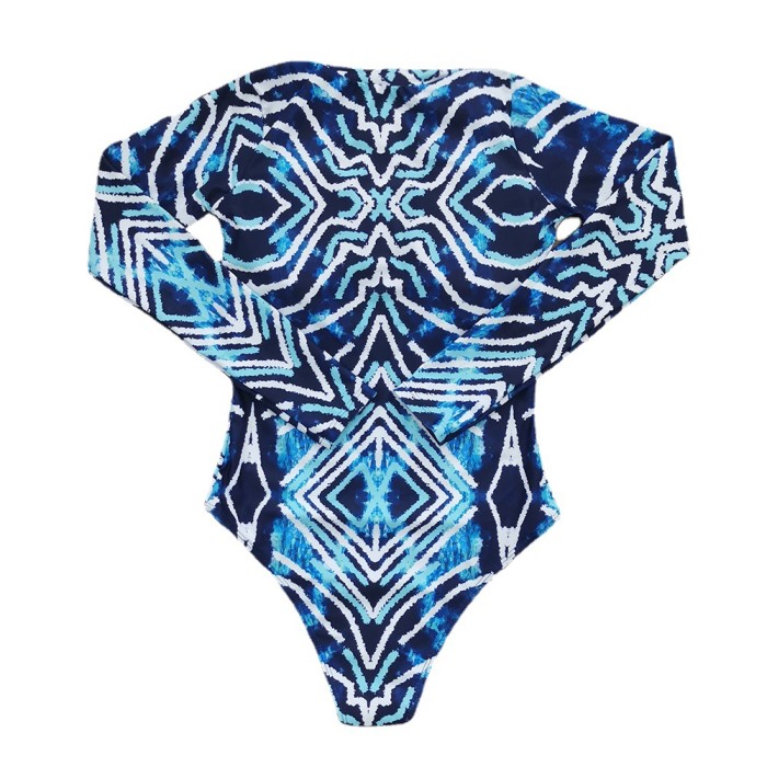 Wholesale Printed One Piece Swimsuit Zip Long Sleeves Surfwear 2022