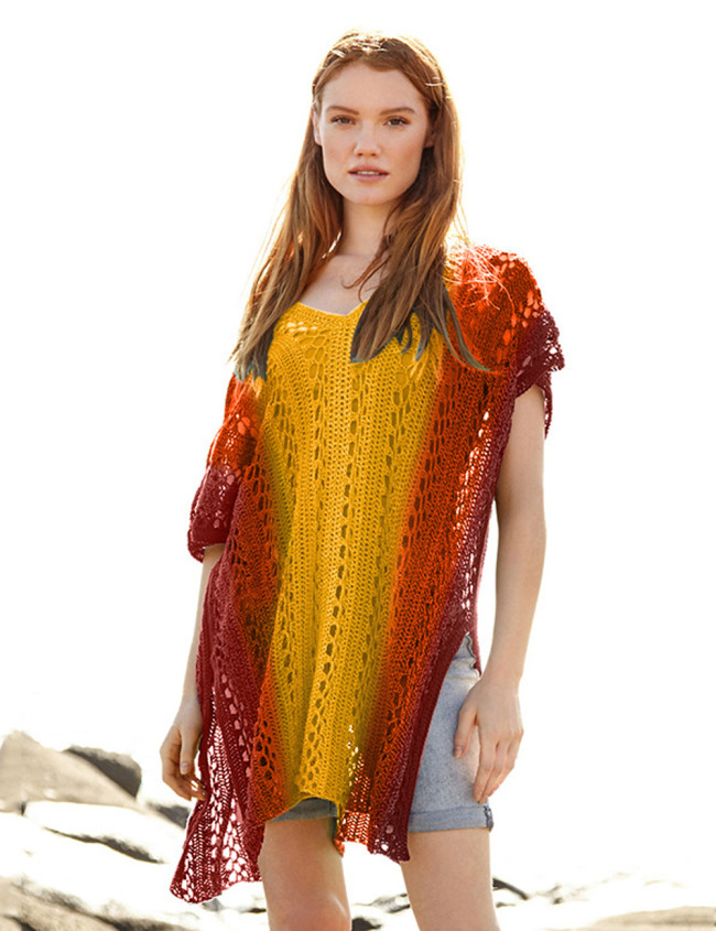 Wholesale Gradient Beach Bikini Cover Up Knitted Hollow 2022 New
