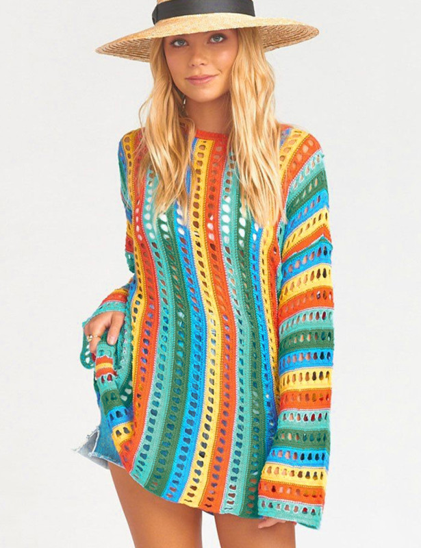 Wholesale Women Knitted Beach Cover Ups Cut Out 2022