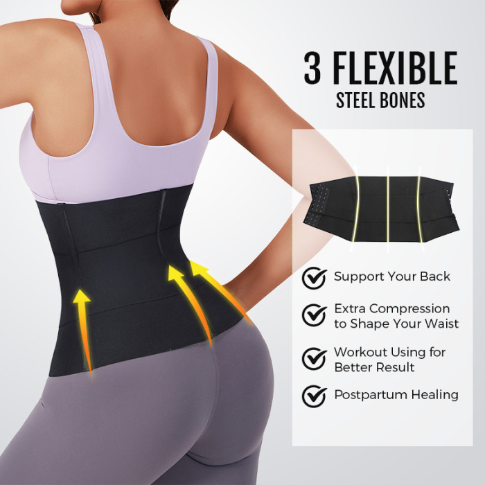 3 in 1 Double Compression 3 Steel Bones Rubber Waist Wrap