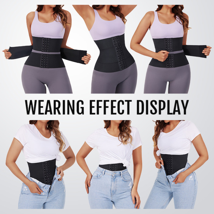 3 in 1 Double Compression 3 Steel Bones Rubber Waist Wrap