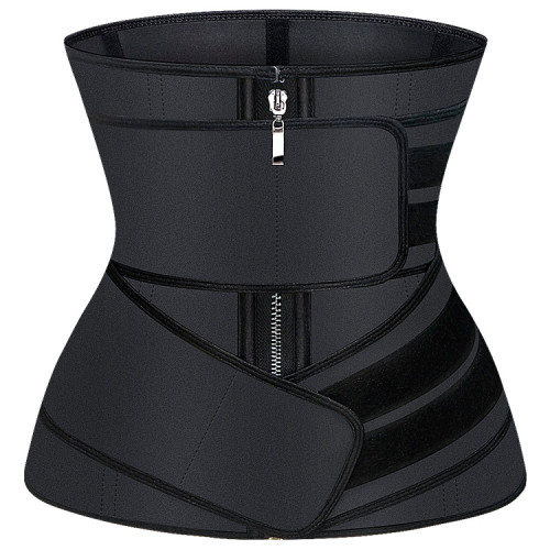 Extreme Black Latex Waist Belt Tummy Control Weight Loss 9 Steel Bones