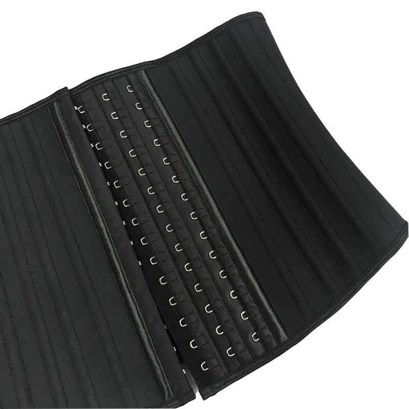 Black 25 Steel Bones Latex Waist Corset Shapewear for Large Stomach Women