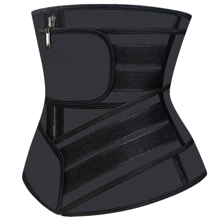Extreme Black Latex Waist Belt Tummy Control Weight Loss 9 Steel Bones