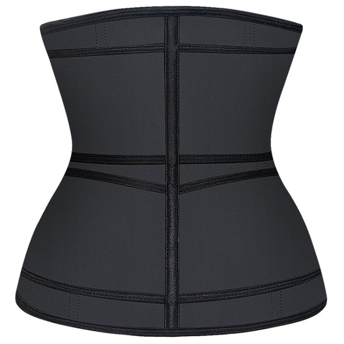 Extreme Black Latex Waist Belt Tummy Control Weight Loss 9 Steel Bones