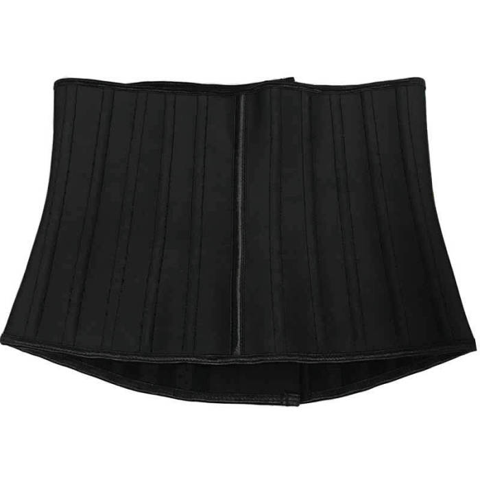 Black 25 Steel Bones Latex Waist Corset Shapewear for Large Stomach Women