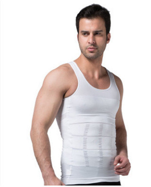 Compression White Mens Slimming Vest Body Shaper Tummy Tucker