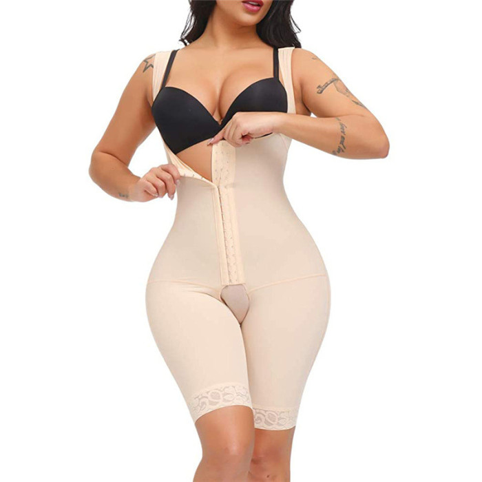 Plus Size Firm Shaping Open Bust Bodysuit Adjustable Straps Hip Lift
