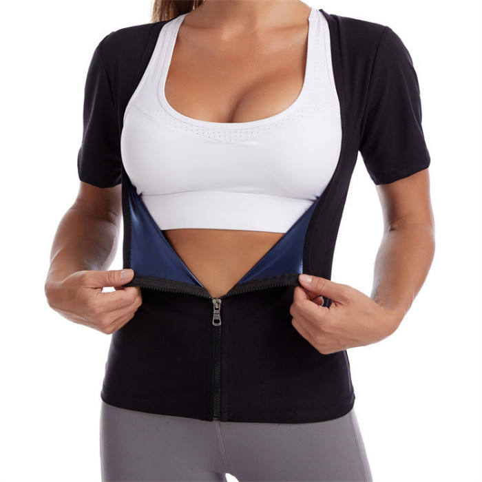 Sweat Sauna Shaper Workout Vest Push Up Short Sleeves for Weight Loss
