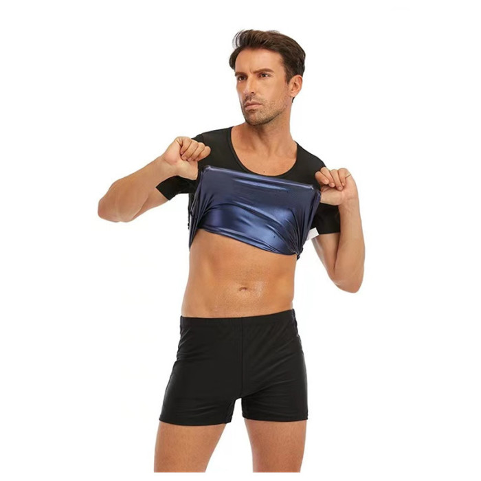 Lightweight Heat Mens Body Slimmer Shirt Promote Sweating Short Sleeve