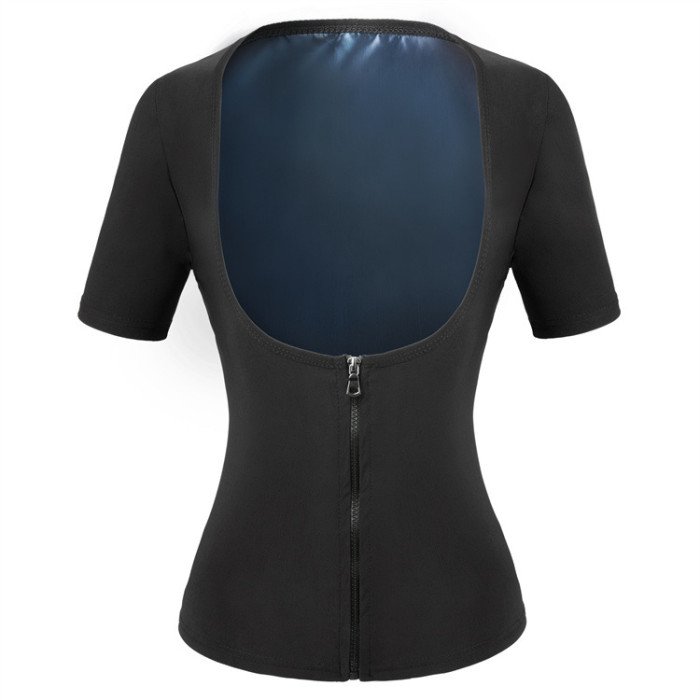 Sweat Sauna Shaper Workout Vest Push Up Short Sleeves for Weight Loss