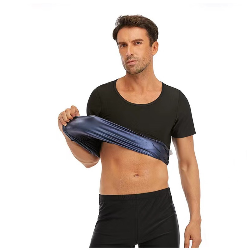 Lightweight Heat Mens Body Slimmer Shirt Promote Sweating Short Sleeve