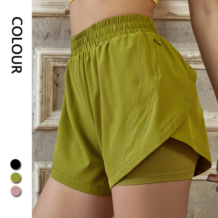 Summer Yoga Jogging Shorts Side Pocket Elastic Band Quick Dry