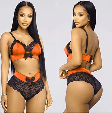 Hot Ladies Underwear Full Cup Satin Bra Lace Panties Lingerie Set