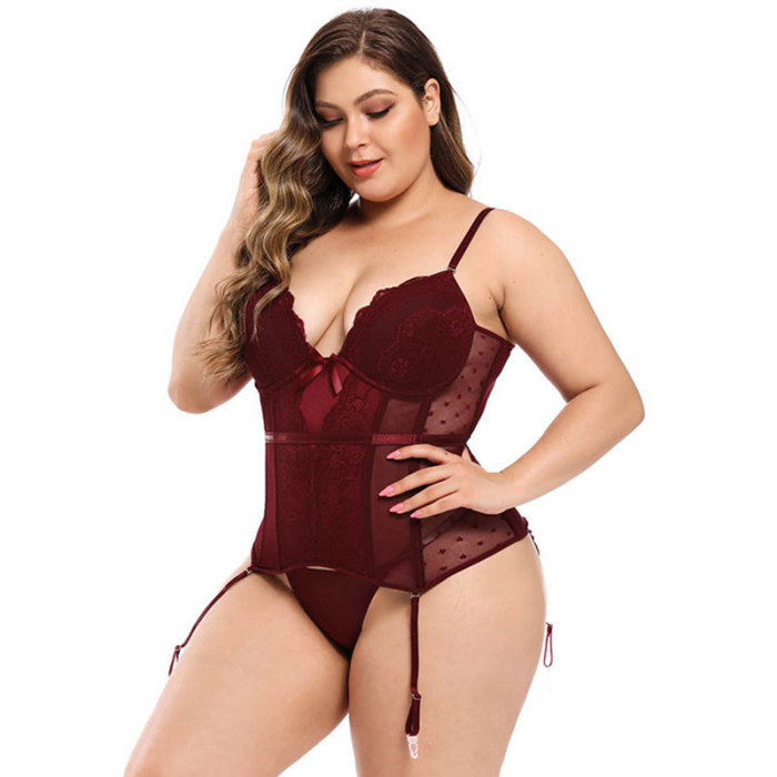 Comfy Push Up Bustier Tops Suspender Belt with Panties Lingerie Set