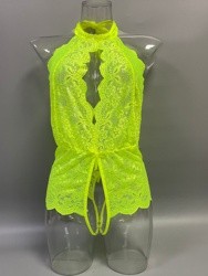 Wholesale Lace Crothless Teddies Sheer Mesh Lace Backless Lingerie