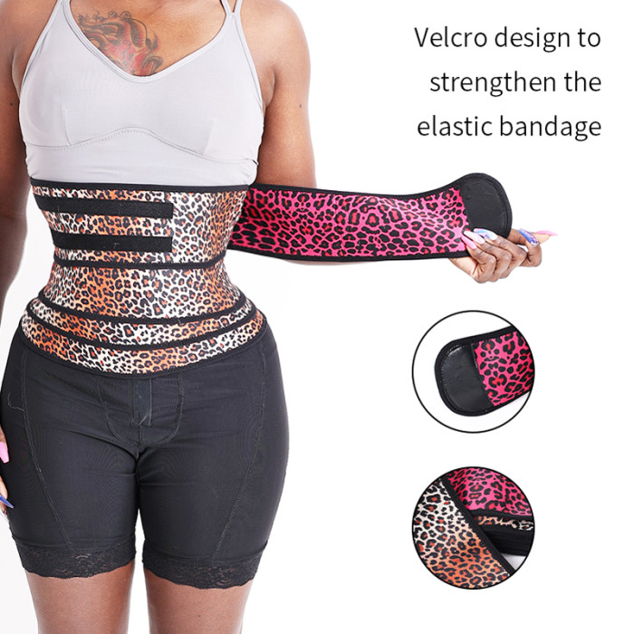 Custom Logo Reversible Leopard Waist Band 4 Meters Slimming Belly Wrap Shaper