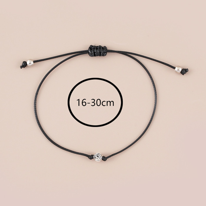 Mother's Day Rose Alloy Wax Thread Hand-Woven Blessing Card Bracelet