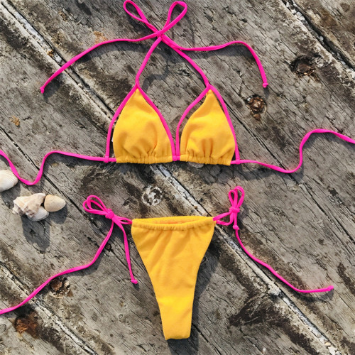 Sexy Brazilian Swimsuits Cheeky Thong Bikini Bottoms Halter Lace Up Hot Sell