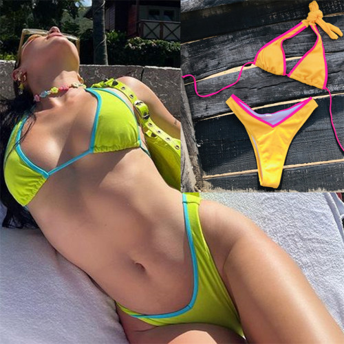 Best Selling Micro Bikini Brazilian Style Triangle Tops Halter Thong Bottoms